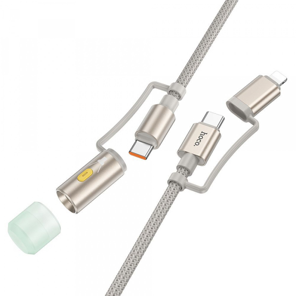 Cablu Date si Incarcare USB-C / Lightning - USB-C / Led HOCO U138, 60W, 1.2m, Gri
