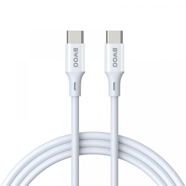 Cablu Date si Incarcare USB-C - USB-C BWOO X282, 60W, 1m, Alb