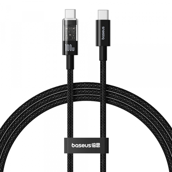 Cablu Date si Incarcare USB-C - USB-C Baseus Gem, 100W, 1m, Negru P10373000111-00