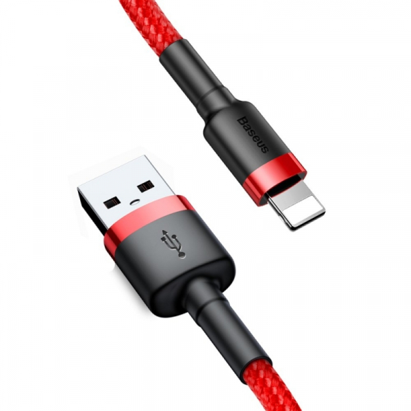 Cablu Date si Incarcare USB-A - Lightning Baseus Cafule, 18W, 2m, Rosu CALKLF-C09