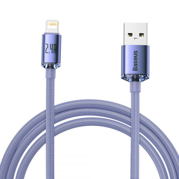 Cablu Date si Incarcare USB-A - Lightning Baseus Crystal Shine Series, 18W, 2m, Mov CAJY000105