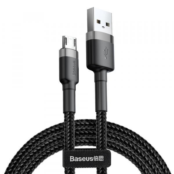 Cablu Date si Incarcare USB-A - microUSB Baseus Cafule, 18W, 2m, Gri CAMKLF-CG1