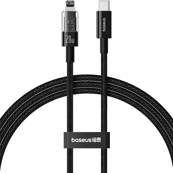 Cablu Date si Incarcare USB-C - Lightning Baseus Gem, 20W, 1m, Negru P10373001111-00
