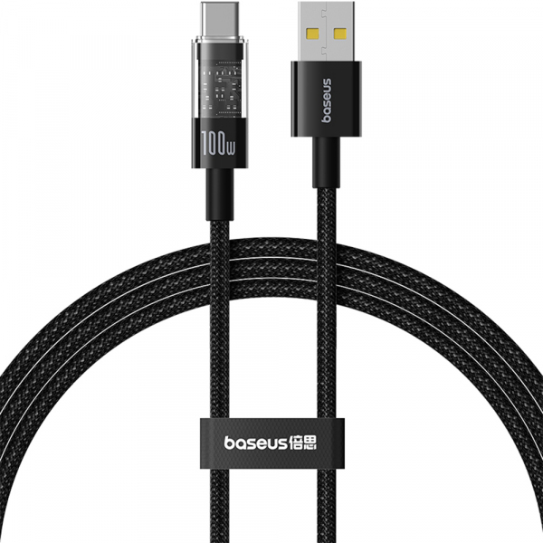 Cablu Date si Incarcare USB-A - USB-C Baseus Gem, 100W, 2m, Negru P10373002111-01