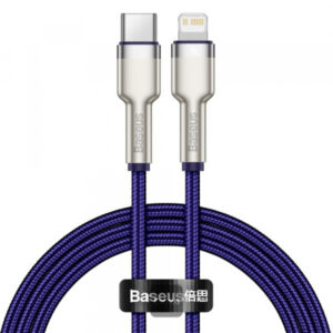 Cablu Date si Incarcare USB-C - Lightning Baseus Cafule Metal Series, 20W, 1m, Mov CATLJK-A05