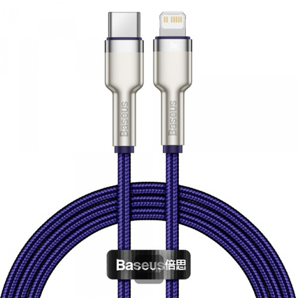 Cablu Date si Incarcare USB-C - Lightning Baseus Cafule Metal Series, 20W, 1m, Mov CATLJK-A05