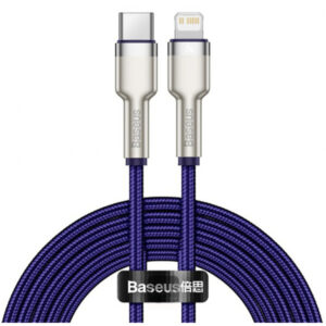 Cablu Date si Incarcare USB-C - Lightning Baseus Cafule Metal Series, 20W, 2m, Mov CATLJK-B05