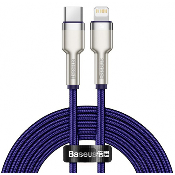 Cablu Date si Incarcare USB-C - Lightning Baseus Cafule Metal Series, 20W, 2m, Mov CATLJK-B05
