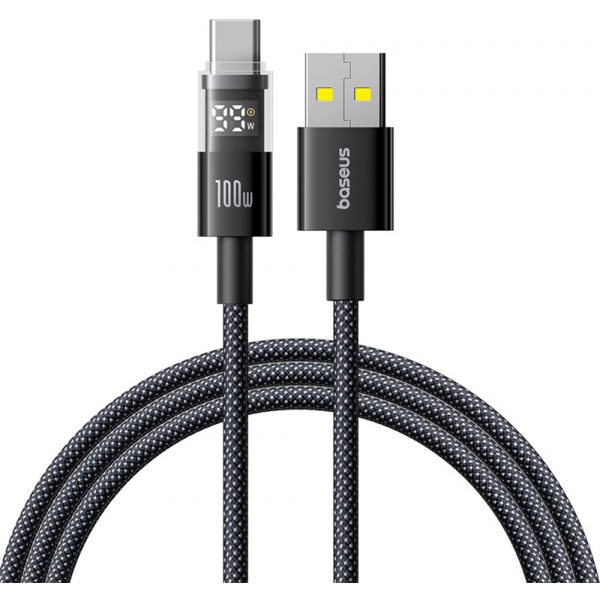 Cablu Date si Incarcare USB-A - USB-C Baseus Display 2, 100W, 2m, Negru P10382701111-00