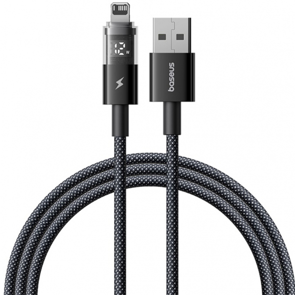 Cablu Date si Incarcare USB-A - Lightning Baseus Display 2, 12W, 1m, Negru P10382700121-00
