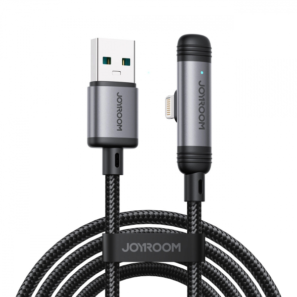 Cablu Date si Incarcare USB-A - Lightning Joyroom S-A56 EnjoyX Angled, 18W, 1.2m, Negru
