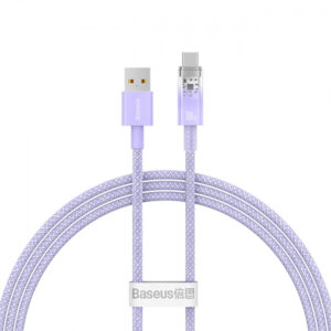 Cablu Date si Incarcare USB-A - USB-C Baseus Explorer, 100W, 1m, Mov CATS010405