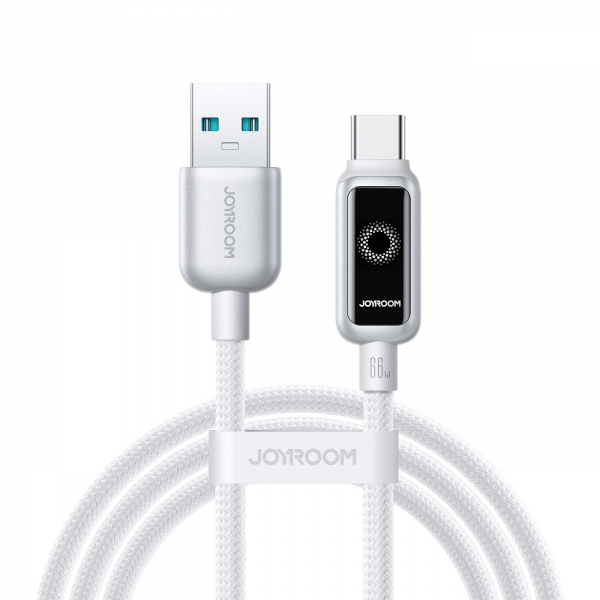 Cablu Date si Incarcare USB-A - USB-C Joyroom S-A55 StarFlight Display, 66W, 1.2m, Alb