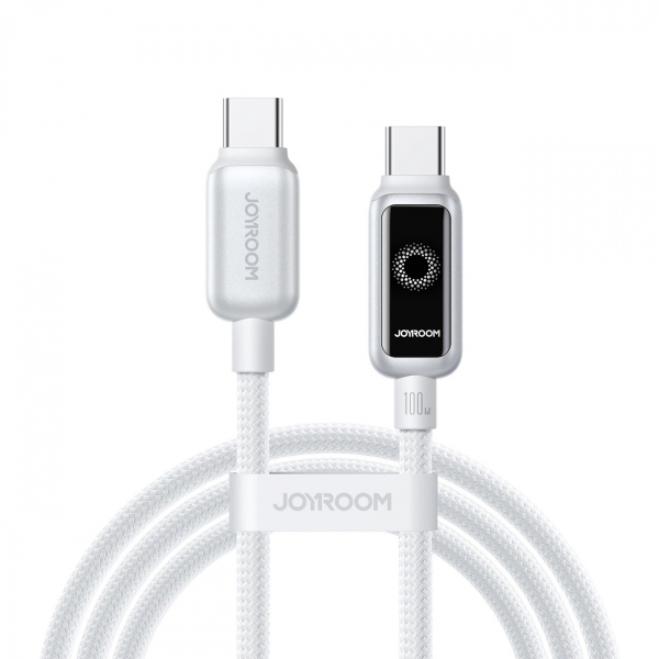 Cablu Date si Incarcare USB-C - USB-C Joyroom S-A55 StarFlight Display, 100W, 1.2m, Alb