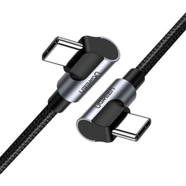 Cablu Date si Incarcare USB-C - USB-C UGREEN US323 Angled, 60W, 2m, Negru