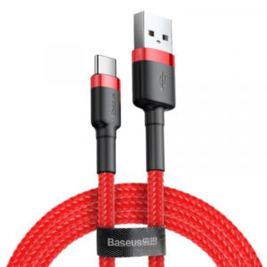 Cablu Date si Incarcare USB-A - USB-C Baseus Cafule, 60W, 1m, Rosu CATKLF-B09