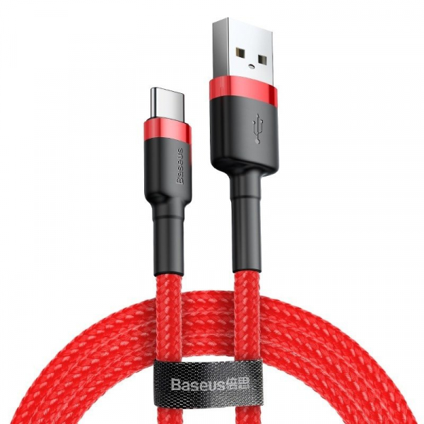 Cablu Date si Incarcare USB-A - USB-C Baseus Cafule, 60W, 1m, Rosu CATKLF-B09