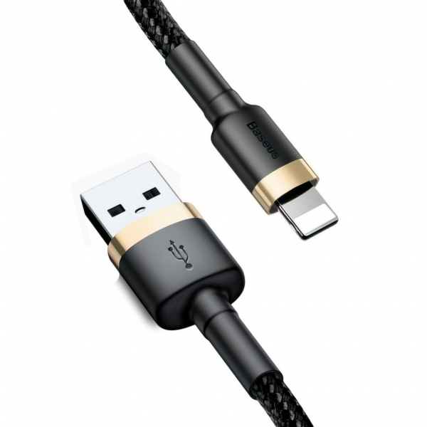 Cablu Date si Incarcare USB-A - Lightning Baseus Cafule, 18W, 3m, Auriu CALKLF-RV1