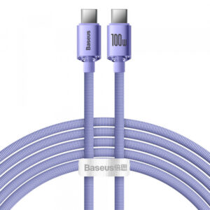 Cablu Date si Incarcare USB-C - USB-C Baseus Crystal Shine Series, 100W, 2m, Mov CAJY000705