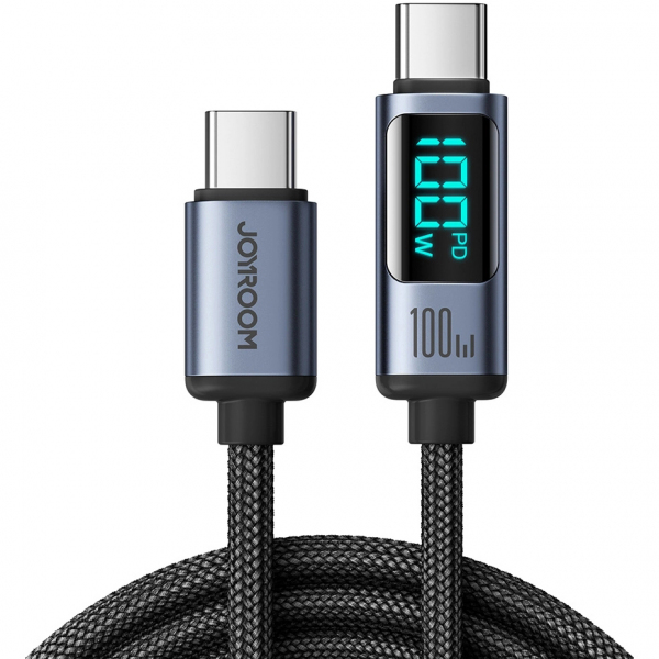Cablu Date si Incarcare USB-C - USB-C Joyroom S-A16 Prism Display, 100W, 1.2m, Negru