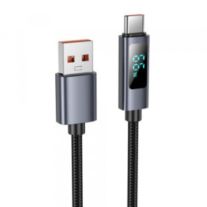 Cablu Date si Incarcare USB-A - USB-C HOCO Display X112, 100W, 1m, Negru