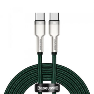 Cablu Date si Incarcare USB-C - USB-C Baseus Cafule Metal Series, 100W, 2m, Verde CATJK-D06