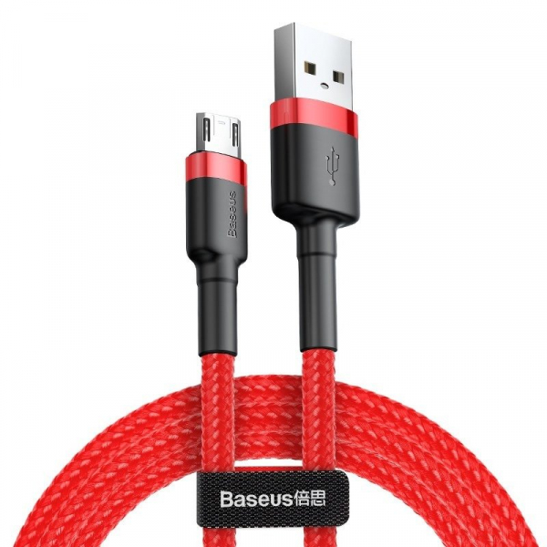 Cablu Date si Incarcare USB-A - microUSB Baseus Cafule, 18W, 1m, Rosu CAMKLF-B09
