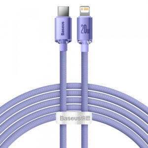 Cablu Date si Incarcare USB-C - Lightning Baseus Crystal Shine Series, 20W, 2m, Mov CAJY000305
