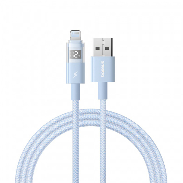 Cablu Date si Incarcare USB-A - Lightning Baseus Display 2, 12W, 1m, Albastru P10382700311-00