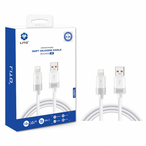 Cablu Date si Incarcare USB-A - Lightning Lito LD07, 60W, 1m, Alb