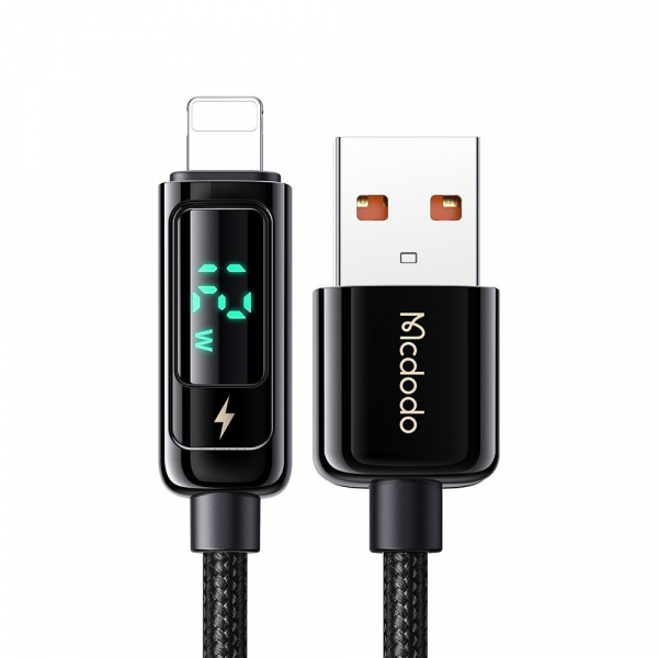 Cablu Date si Incarcare USB-A - Lightning McDodo CA-9940 Display, 12W, 1.2m, Negru