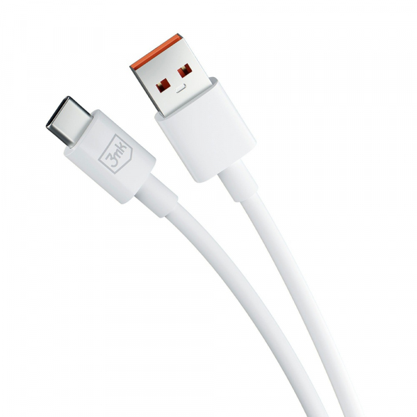 Cablu Date si Incarcare USB-A - USB-C 3MK Hyper, 60W, 1.2m, Alb