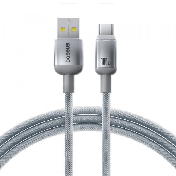 Cablu Date si Incarcare USB-A - USB-C Baseus Discolor, 100W, 1m, Argintiu E0420802