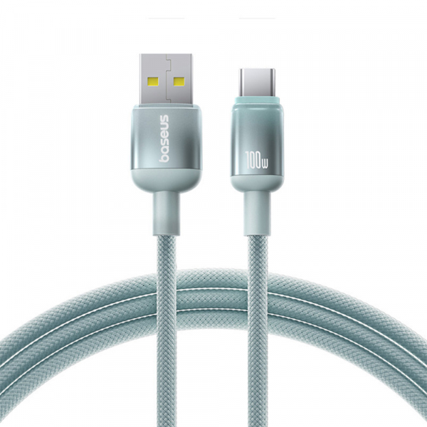 Cablu Date si Incarcare USB-A - USB-C Baseus Discolor, 100W, 2m, Albastru Verde E0420801