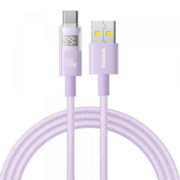 Cablu Date si Incarcare USB-A - USB-C Baseus Display 2, 100W, 2m, Mov P10382701511-01