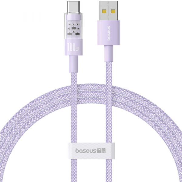 Cablu Date si Incarcare USB-A - USB-C Baseus Gem, 100W, 1m, Mov P10373002511-00