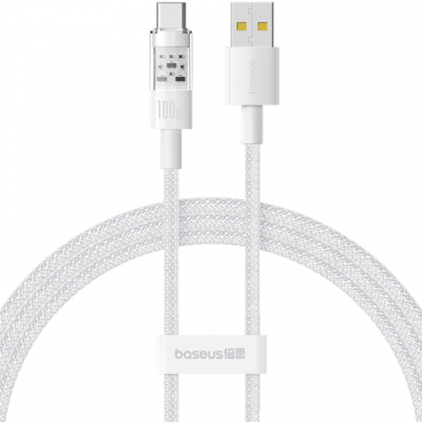 Cablu Date si Incarcare USB-A - USB-C Baseus Gem, 100W, 2m, Alb P10373002211-01