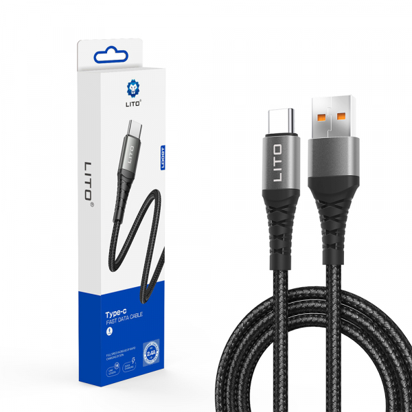 Cablu Date si Incarcare USB-A - USB-C Lito LD08T, 18W, 1m, Negru