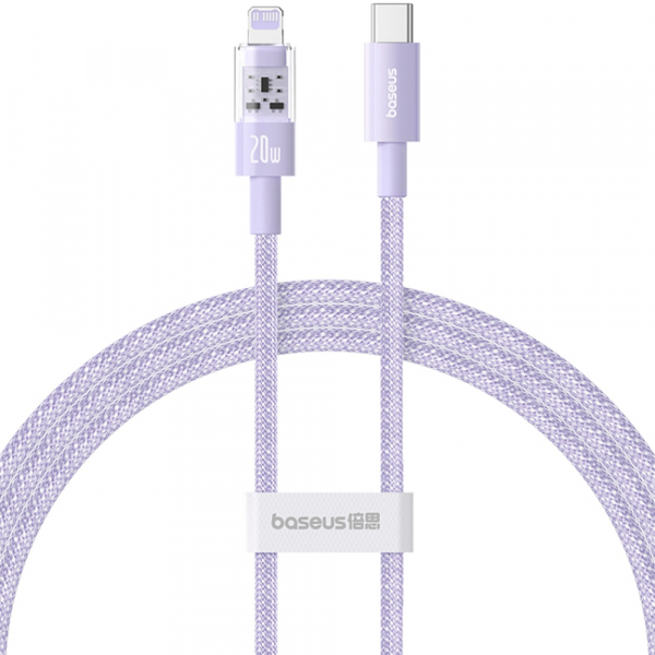 Cablu Date si Incarcare USB-C - Lightning Baseus Gem, 20W, 2m, Mov P10373001511-01