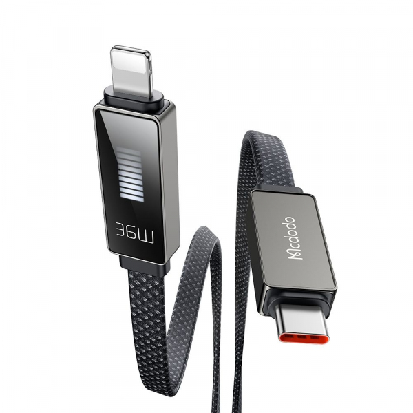 Cablu Date si Incarcare USB-C - Lightning McDodo CA-4960 Rythm Display, 36W, 1.2m, Negru