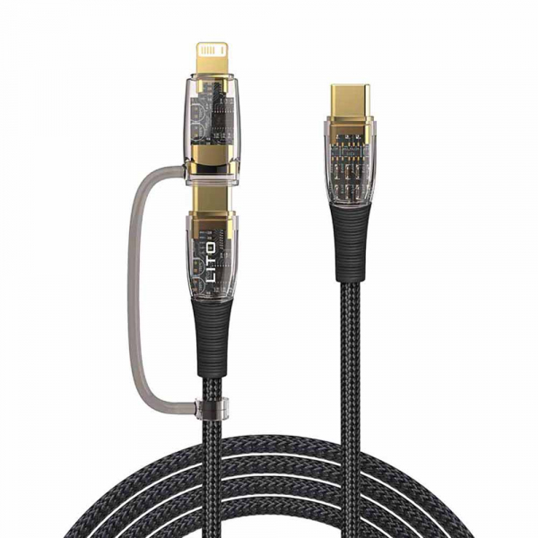 Cablu Date si Incarcare USB-C - Lightning / USB-C Lito LD12, 60W, 1.2m, Negru