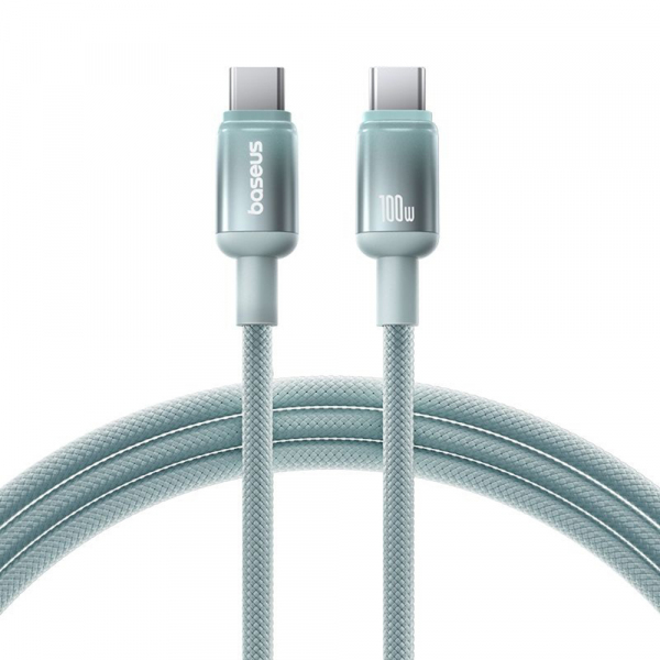 Cablu Date si Incarcare USB-C - USB-C Baseus Discolor, 100W, 2m, Albastru Verde E0420701