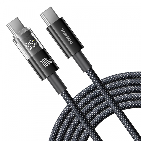 Cablu Date si Incarcare USB-C - USB-C Baseus Display 2, 100W, 2m, Negru P10382702121-01