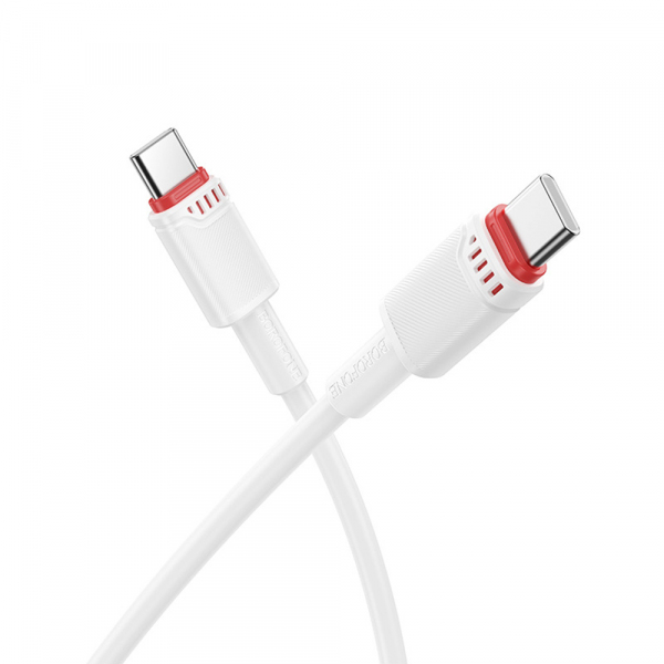 Cablu Date si Incarcare USB-C - USB-C Borofone BX110 Beneficio, 60W, 1m, Alb