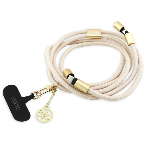 Cablu Date si Incarcare USB-C - USB-C Guess CBDY 4G Charm, 100W, 1.5m, Bej