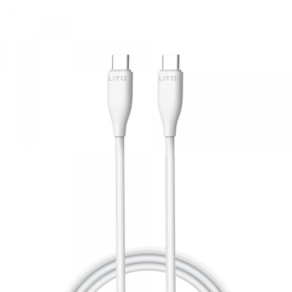 Cablu Date si Incarcare USB-C - USB-C Lito LD03, 60W, 1m, Alb