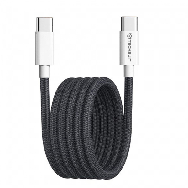 Cablu Date si Incarcare USB-C - USB-C Techsuit PCB114D, 60W, 1m, Negru
