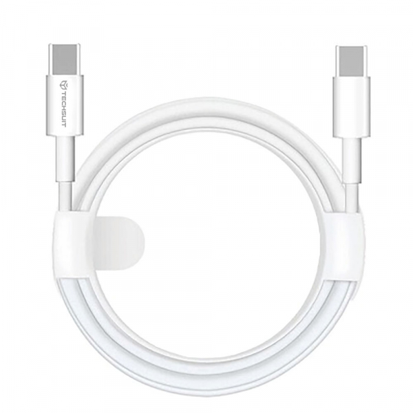 Cablu Date si Incarcare USB-C - USB-C Techsuit PCB130, 60W, 1m, Alb