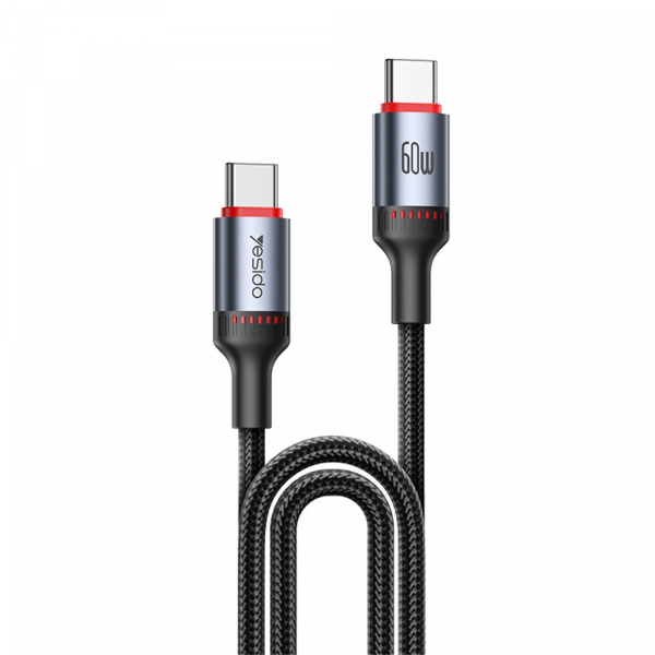 Cablu Date si Incarcare USB-C - USB-C Yesido CA181, 60W, 1.2m, Negru