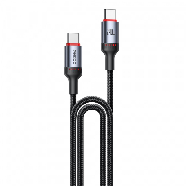 Cablu Date si Incarcare USB-C - USB-C Yesido CA186, 240W, 2m, Negru